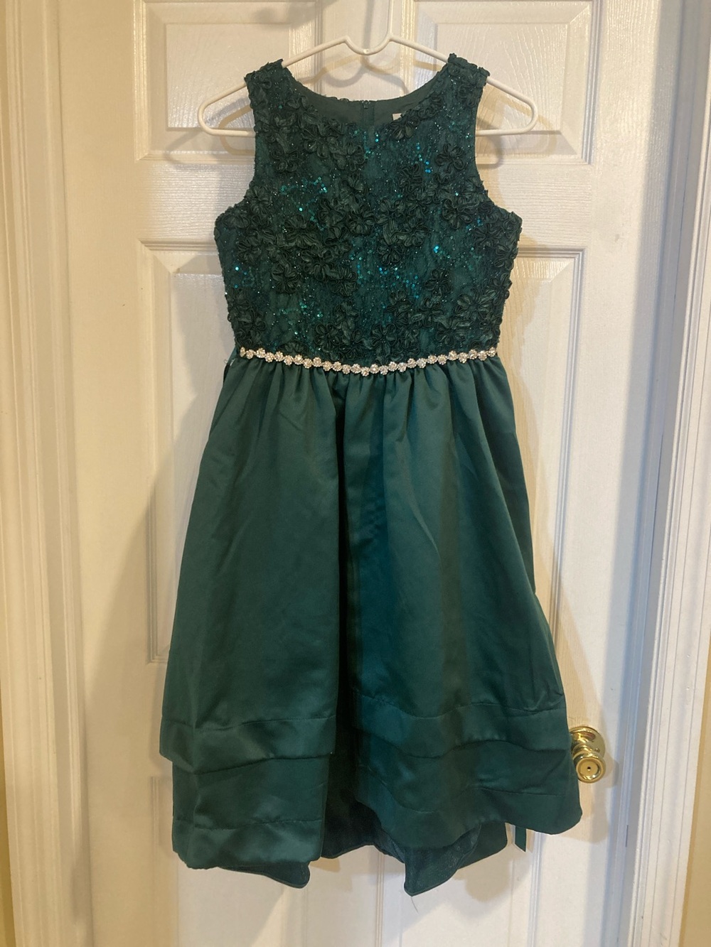 Rare Editions Emerald Green Floral Lace Party Dress for Girls
